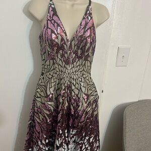 Dress the Population Purple and Black Sequin Dress